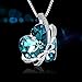 Necklace Butterfly Heart Crystal Pendant Necklace for Women, Ocean Blue Heart Bow Tie Necklace, Women Fashion Bowknot Crystal Pendant Necklace, Heart Butterfly Necklace