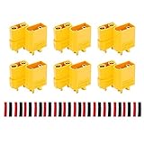 LHI XT90 Battery Connector Set for RC Lipo Battery Motor 6 Pairs Yellow,6 Male Connectors + 6 Female Connectors