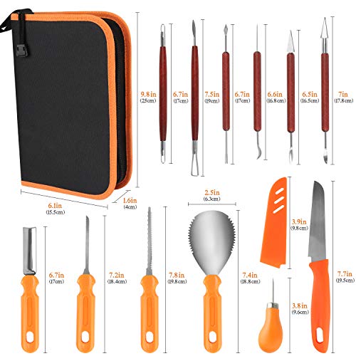 HuaQi Halloween Pumpkin Carving Kit, Halloween Heavy Duty Stainless Steel Pumpkin Carving Tools with Carrying Case