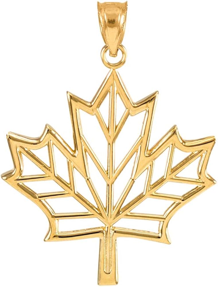 Canada Jewelry Polished 14k Gold Maple Leaf Open Design Pendant Jewelry