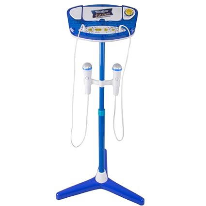 MAJOZ Kinder Karaoke Mikrofon,Karaoke Player,USB-Ladevorgang,Verstellbarer Ständer mit 2 Mikrofon für Kinder und Mädchen (Bla