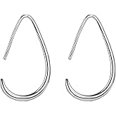 MALOYANVE Lightweight Teardrop Hoop Earrings Gold Silver Plated Large Hollow Out Oval Pull Through Statement Hoop Earrings High Polished Jewelry Gift for Women