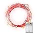 LIDORE Red Led Fairy Light 20 Micro Moon Lights Sliver Wire String Light with Timer Battery Operated 7.8Feet