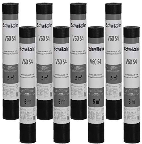 Isolbau Schweißbahn V60 S4 talkumiert - Bitumenbahn mit Glasvlies-Einlage zur Dachabdichtung - 8 x 5 m² Rolle