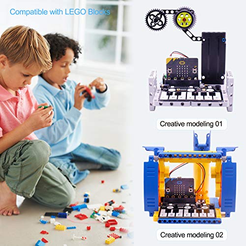 Yahboom Micro:bit Expansion Board Piano Development Board for BBC Microbit, Compatible with Building Blocks Music Expansion Board BBC Accessories for Kids Learning Code Toys (Without Micro:bit)