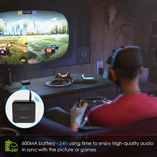 Delicacy Bluetooth 5.0 Transmitter Receiver, Upgraded 2-in-1 Wireless HD Low Latency Bluetooth Audio 3.5mm & Optical Adapter for TV Laptop Stereo Headphone Speaker
