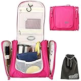 EEEKit Premium Multi function Portable Travel Bathroom Toiletry Compartment Organizer Carry Bag Case Storage Essentail Makeup Cosmetics Kit Box(Hot Pink)