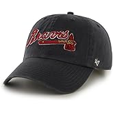 47 MLB Unisex-Adult Script Logo Clean Up Adjustable Hat Cap One Size (US, Alpha, One Size, Atlanta Braves Navy)