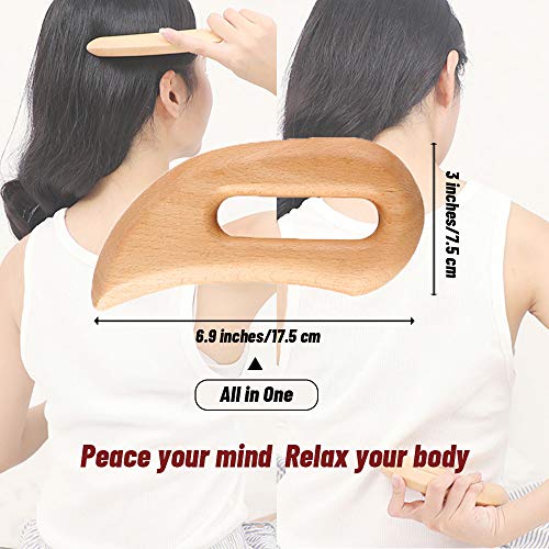 Wooden Lymphatic Drainage Massage Tool, Handheld Gua Sha Scraping