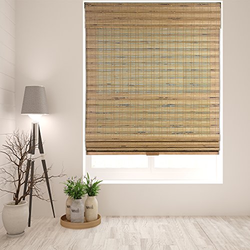 ARLO BLINDS Sheer Bamboo Roman Shades with Valance - Tuscan, 45" W x 60" H - Light Filtering Cordless Blinds for Interior Windows - Real Natural Bamboo Material - Mounting Hardware Included