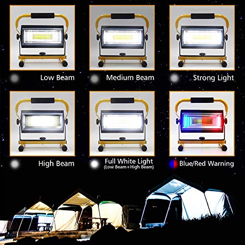 WOERD LED Baustrahler 100W Baulampe Arbeitsleuchte mit 6 Dimmstufe 360° Drehbare Halterung Bauscheinwerfer für Hof… – Bild 5