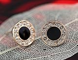 Love Collection Rose Gold Plated Classic Austrian Rhinestone Round Stud EarrinBlack/White Fashion LJewelry prom earrings