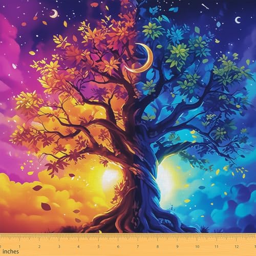 Erosebridal Tree of Life Fabric by The Yard Boho Rainbow Sun… at Amazon