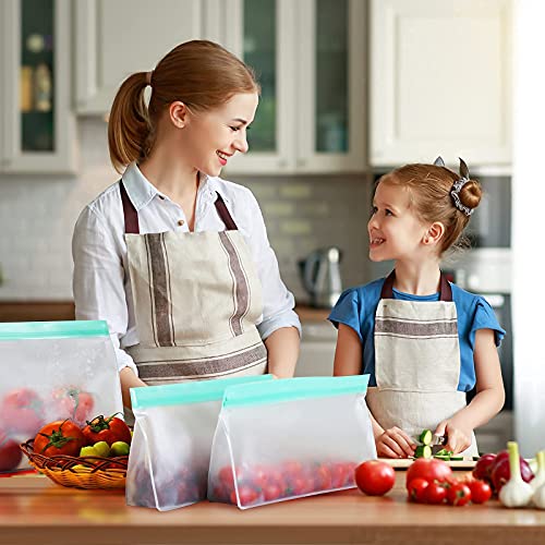 Reusable Food Storage Bags, 16 Pack BPA Free Food Grade Reusable Freezer Bags, Reusable Gallon Bags, Reusable Sandwich Bags, Silicone Food Bags Leakproof Resealable for Meat Fruit Veggies Snacks