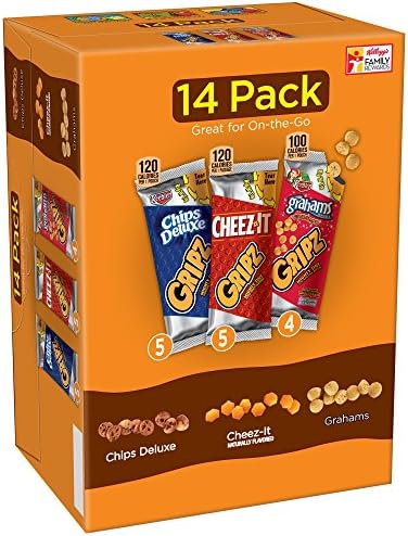 Kellogg's Gripz Chips Deluxe/Cheez-It/Grahams Snack Variety, 14 Count (Pack of 1)