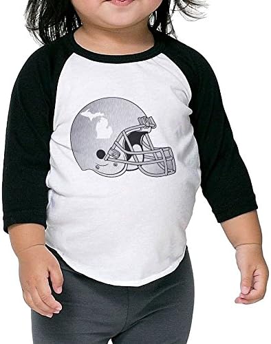 CKND Football Helmet Logo Michigan Metal Toddler 100% Cotton Raglan 3/4 Sleeve Baseball T Shirt Top