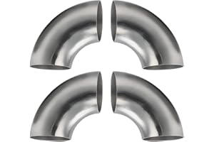 COTONLAKE Cotonake OD 2 Inch 90 Degree SS304 Stainless Steel Bend Tube Exhaust Elbow Pipe for Car Modified Exhaust System 2" Piping Silver Tone，Stair Handrail (4pcs)