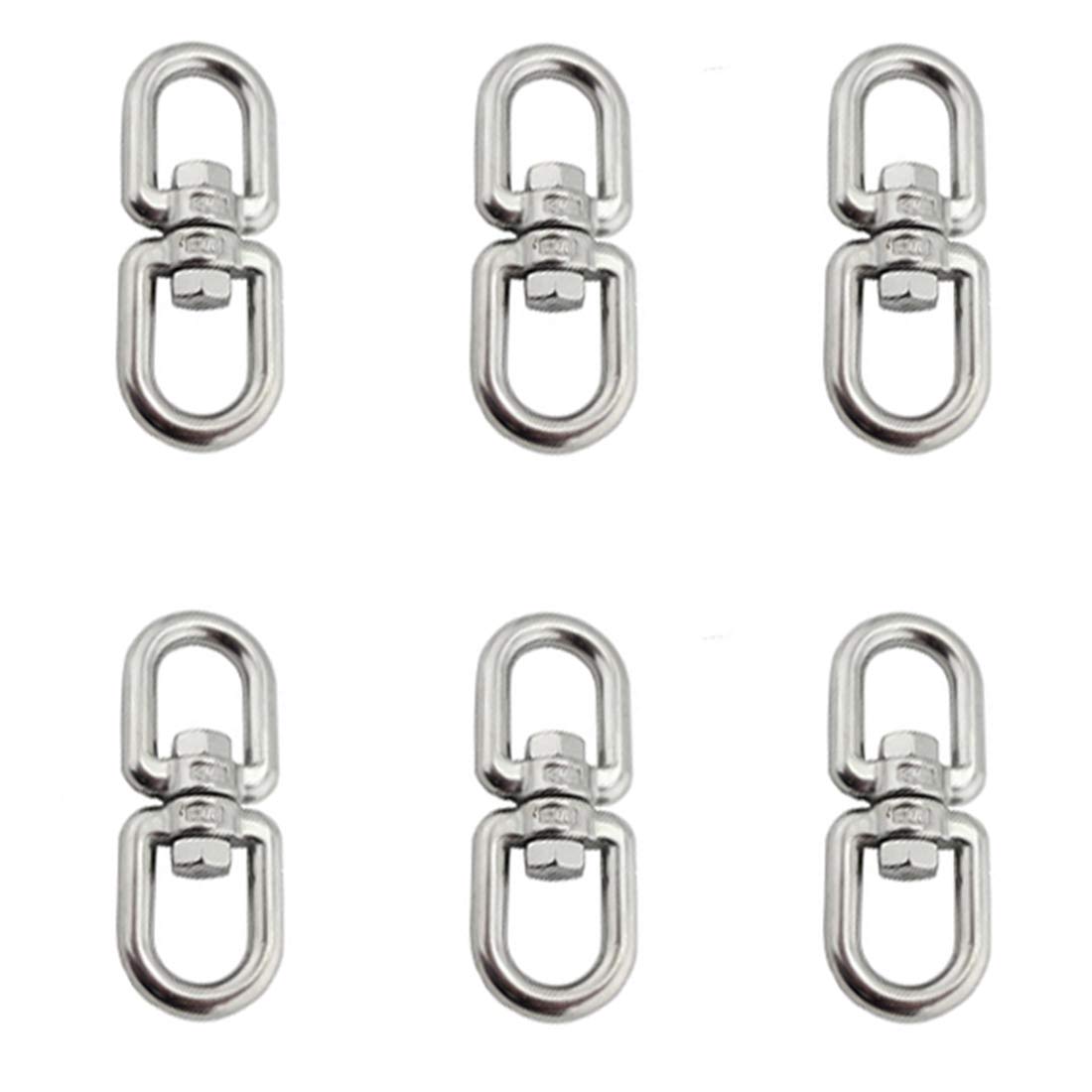 Concisea Stainless Steel Swivel Hooks, 6Pcs Heavy Duty M4 Double-Ended Swivel Hooks for Hanging Chairs, Swings, Hammocks, Rigging, Sandbag, Flower Pot, Dog Leash