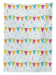 Ambesonne Birthday Tablecloth, Colorful Triangular