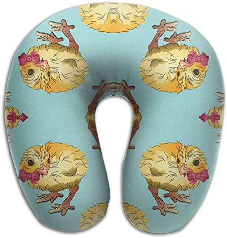 Comfortable Travel Pillow, Master Neck Pillow, A Chick With Pink Bow Blue Memory Foam Pillow For Travel, Home, Neck Pain