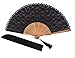 Amajiji Chinese/Japanese Vintage Retro Style Bamboo Wood Silk Folding Hand Fan for women HBSY (23cm) (006)
