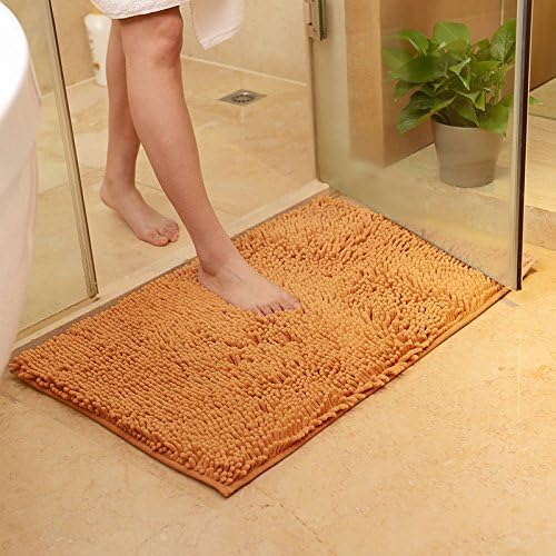 USFEEL Super Soft Microfiber Bathroom Mat Non Slip Absorbent Shag Shower Rugs for Bathroom, Kitchen, Bathtub and Bedroom (Medium, 40 x 60 cm, Champagne)