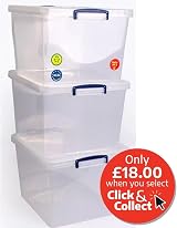 Really Useful Box 3 Pack 33.5 L Nestable with Lid Transparent 380x460x285 view 4