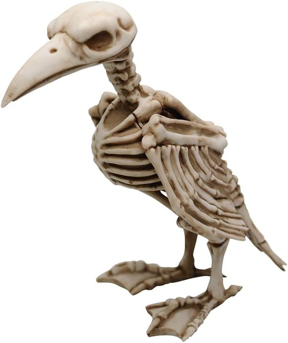Comfy Hour 8' Polyresin Horrifying Halloween Standing Crow Skeleton Figurine, Antique Look, Old Aged Finish
