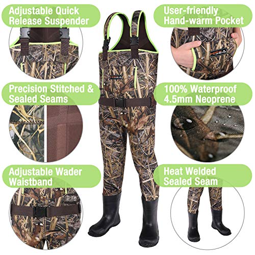 HISEA Kids Chest Waders for Toddler & Children Neoprene Youth Duck