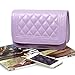 BMC Womens Midnight Black PU Faux Leather Diamond Quilted Pattern Mini Handbag Shoulder Strap Clutch