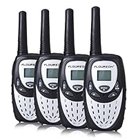 FLOUREON 4 Pack Kids Walkie Talkies 22 Channel Two Way Radios Long Range 3000M (MAX 5000M Open Field) UHF Handheld Outdoor Walkie Talky (Silver)