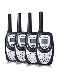 FLOUREO, pack de 4 Walkie Talkies de 22 canales. Radios bidireccionales de mano con alcance de 3000 m (máx. 5000 m en campo abierto), UHF, largo alcance, Plateado