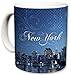 Sweet Gisele | New York City Inspired Mug | Ceramic NYC Coffee Cup | Downtown Manhattan Skyline | One World Trade Center & Statue of Liberty | Hudson River Shot | Great Novelty Gift | 11 Fl. Oz