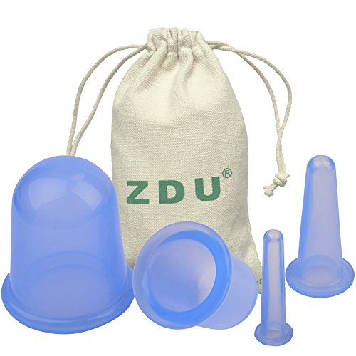 ZDU 4 Pcs Silicone Cupping Cups Set Massage Vacuum Therapy Rubber Cup Body Face Back Legs Cups Kit for Anti Cellulite Anti-aging Wrinkle Reducer Myofascial Release Collagen Stimulator