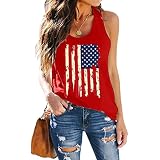 Women's American Flag & Paw Print Tank Top - 4th Of July Patriotic Sleeveless Tee (Large, Blue) - View #7