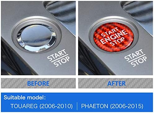 Red Carbon Fiber Engine Start Push Button Decals Sticker, Compatible with Volkswagen Touareg 2006-2010, Compatible with Phaeton 2006-2015