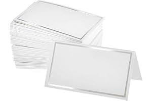 50PcsWhite Wedding Name Cards Folded Table Name Cards Blank Table Name Place Cards for Table Setting for Elegance Cards for B