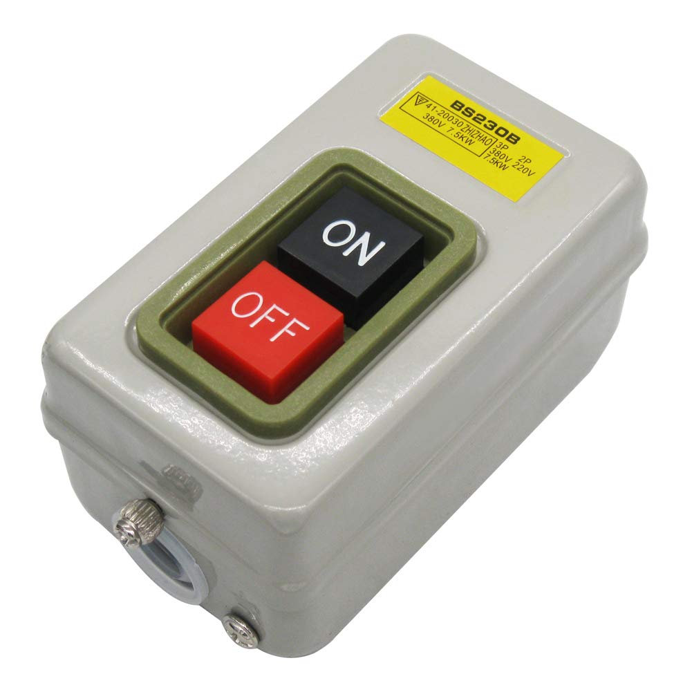 mxuteuk Push Button Switch On/Off Start Stop Self Lock Mechanical Equipment Control Station 10A AC 220V /380V BS230B