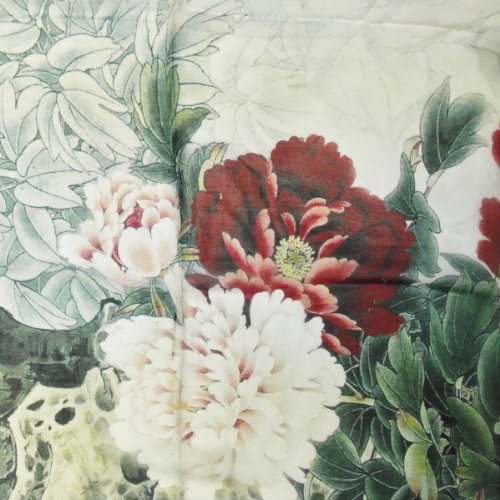 Wrapables 100% Mulberry Silk Floral Painting Square Scarf, Peony Garden
