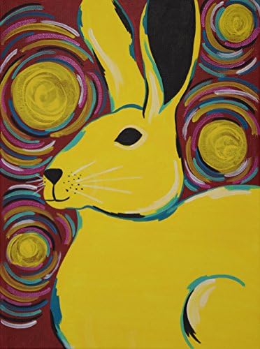 Yellow Rabbit Painting, 8x10 Inch Print, Bunny Art, Animal Artwork, Playful Gift Idea, Rabbit Art, Colorful Print