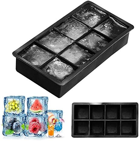 HOMMINI Ice Cube Trays Silicone Ice Tray 2 Pack, Large Ice Cube LFGB Certified BPA Free Ice Moulds Large Ice Cube Best Ice Moulds for Freezer, Baby Food, Water, Cocktail and Other Drink