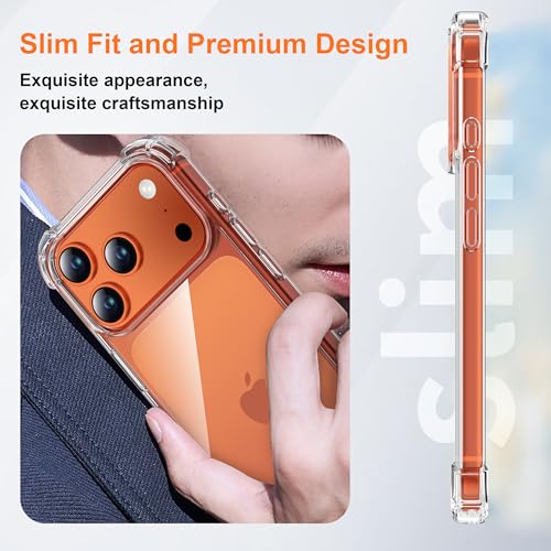 ORETECH 4 in 1 Case for iPhone 17 Pro Max (6.9 Inches) with [2 Tempered Glass and 1 Camera Glass] Shockproof Hard PC Case with Bumper-Transparent