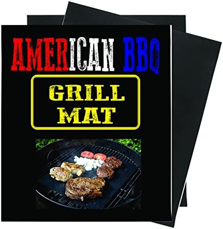AmericanBBQ Set of 2 Heavy Duty BBQ Grill Mats - Non Stick, Reusable, and Easy to Clean Barbecue Grilling Mats