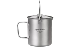 HUIOP 750ml Camping Coffee Cup with Press Plate Titanium Coffee Maker French Press Pot with Lid Outdoor Cookwarer for Backpac