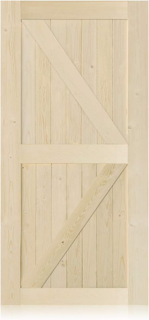 S&Z TOPHAND 42 in. x 84 in. Barn Door, 20/24/28/30/32/36/38/40/42/46in Unfinished British Brace Barn Door/Modern Style/Solid Wood/Sliding Door/A Simple Assembly is Required (42, Unfinished)