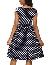 Vestido floral de una línea de manga corta con cuello en V de Berydress para mujer con bolsillos Vestido de cóctel informal hasta la rodilla