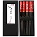 AOOSY 5 Pairs Japanese Korean Reusable Natural Wooden Utensils Wood Chopstick Set with Box for Sushi Noodles Rice Bowl Hair Adult Kids kitchen(Couple Red Chopsticks with Box)