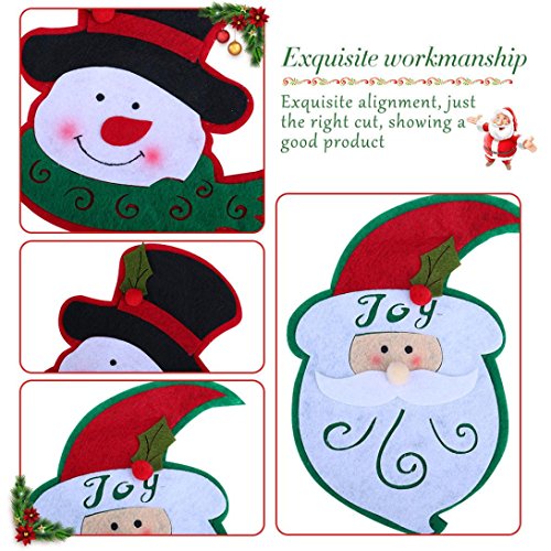 Christmas Tableware Bags,ZYooh Santa Claus, Elk, Snowman Style Silverware Holder Pockets (Snowman1)