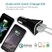 Car Charger, 28W 5A Qualcomm Quick Charge 3.0 2-Port USB, QC3.0 + 2.1A for for iPhone 7, 7 Plus, 6 Plus, 6S, iPad, Tablet, Samsung Galaxy S8, S7 Edge, HTC, Sony (Black)