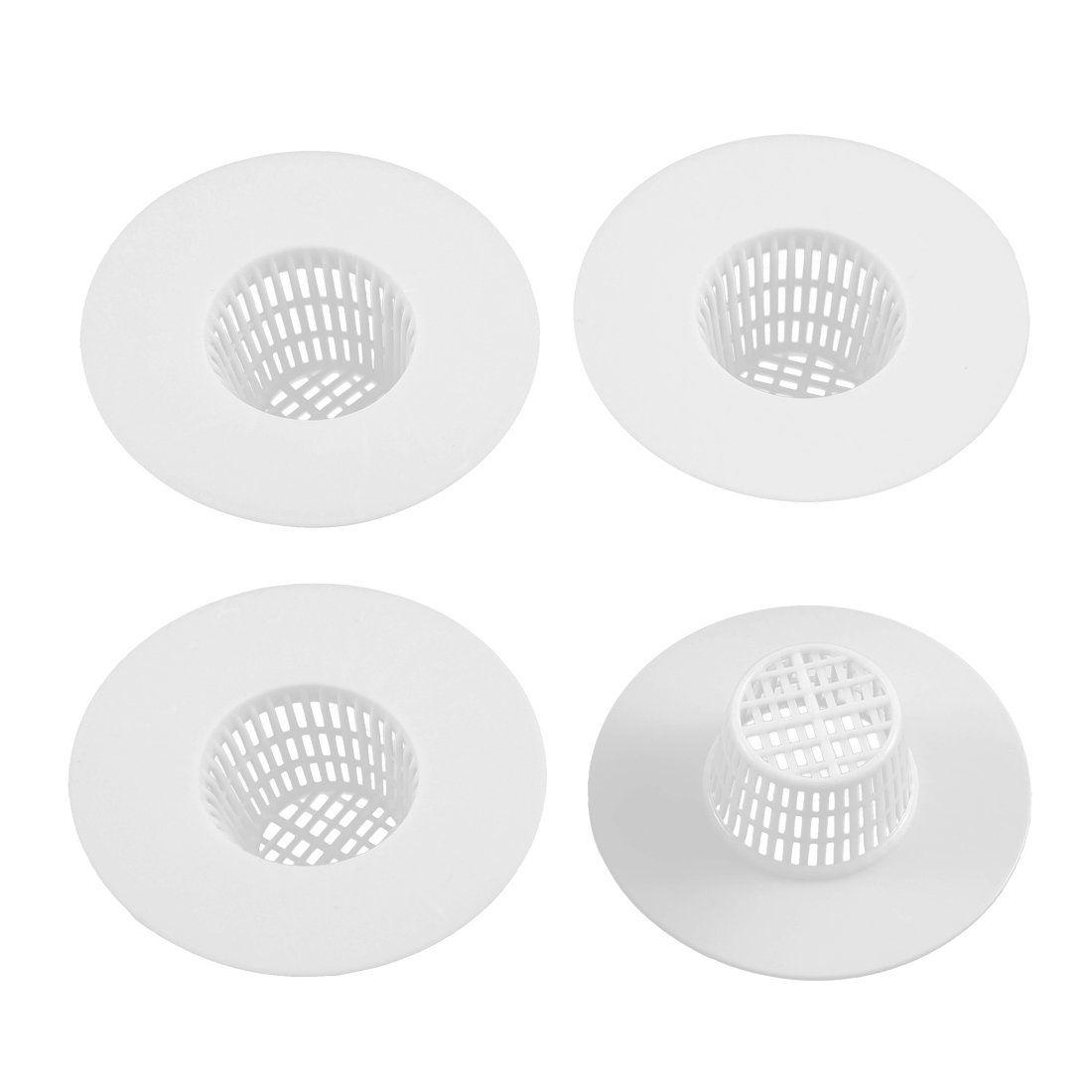 sourcing map Bathroom Plastic Drain Hair Stopper Strainers Sink Drainer Screen Net White 4pcs